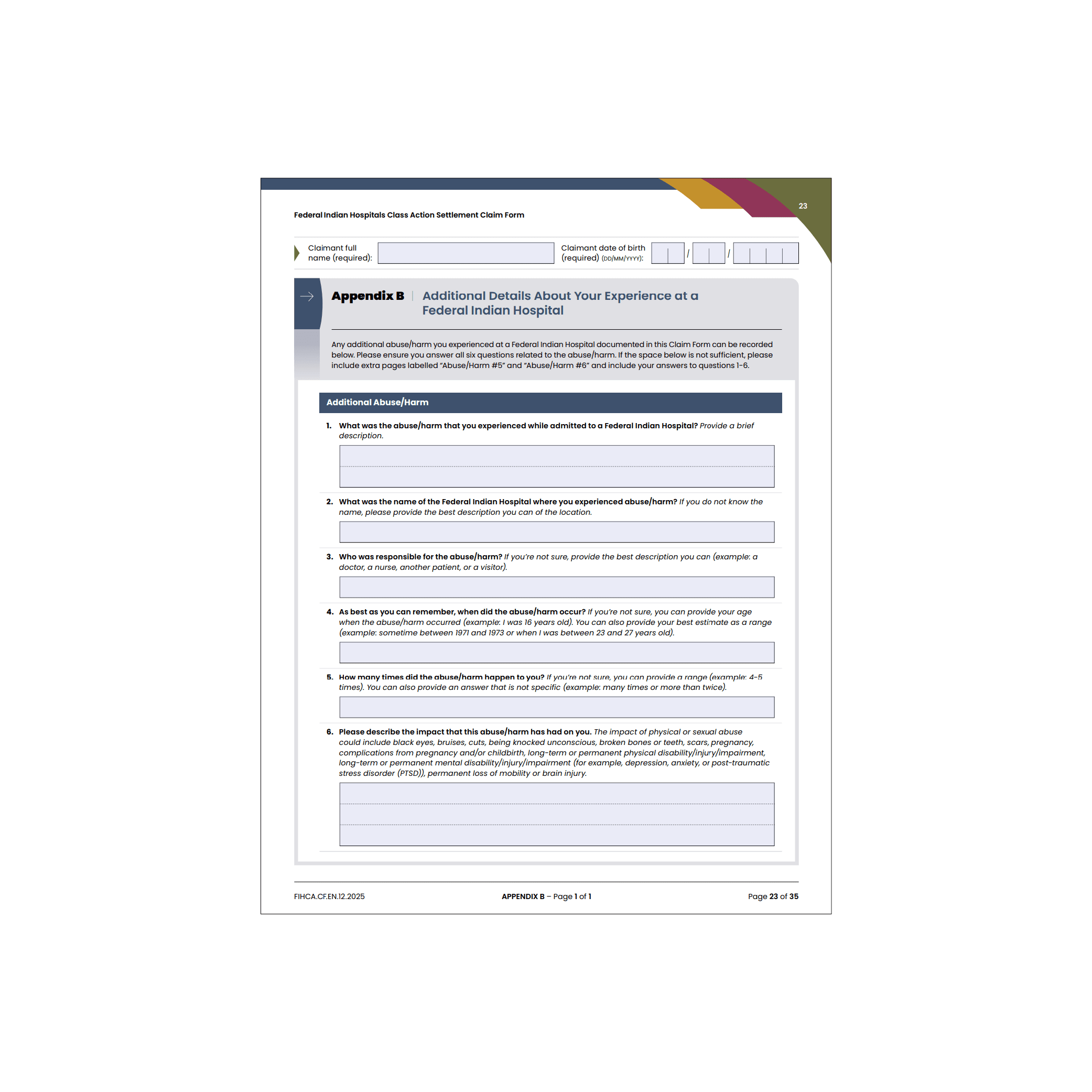 Appendix B - Additional details about your experience at a Federal Indian Hospital 