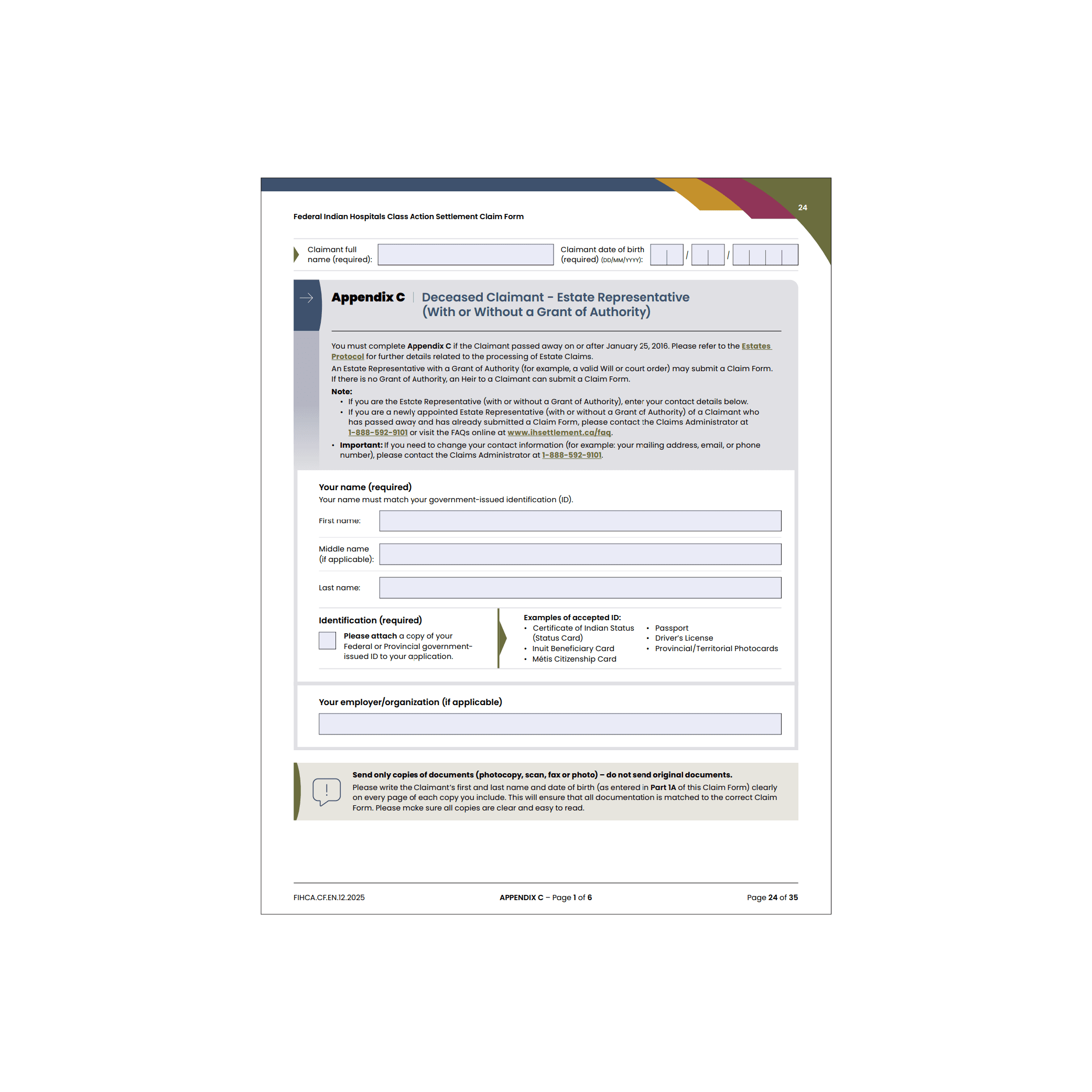 Appendix C – Claims for Deceased Primary Class Members 